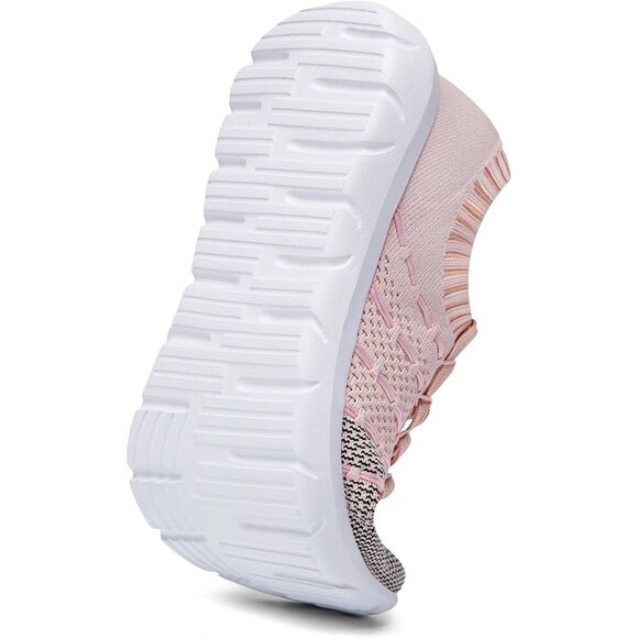 Women Black-Pink Running Breathable Knitting flexible Mesh Sports Shoes Sneakers - Picture 3 of 6